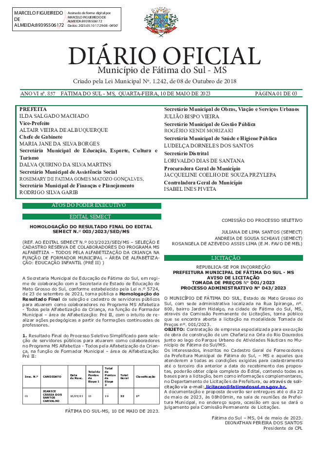 Diário Oficial - Edição nº 857