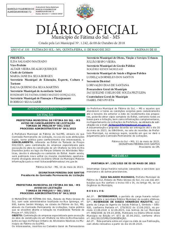 Diário Oficial - Edição nº 858