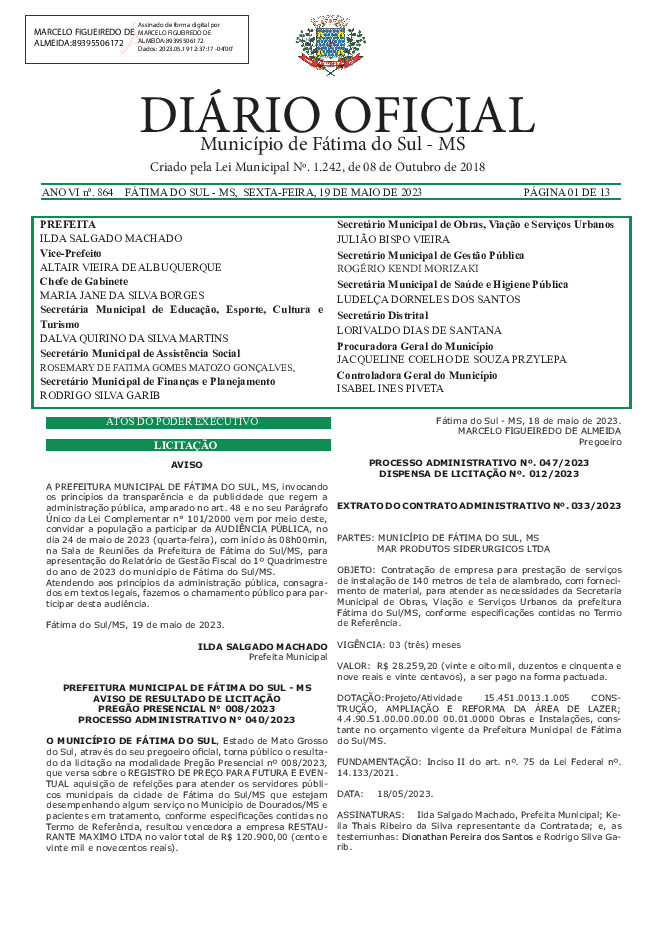 Diário Oficial - Edição nº 864