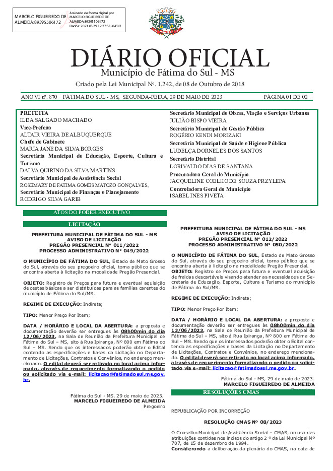 Diário Oficial - Edição nº 870