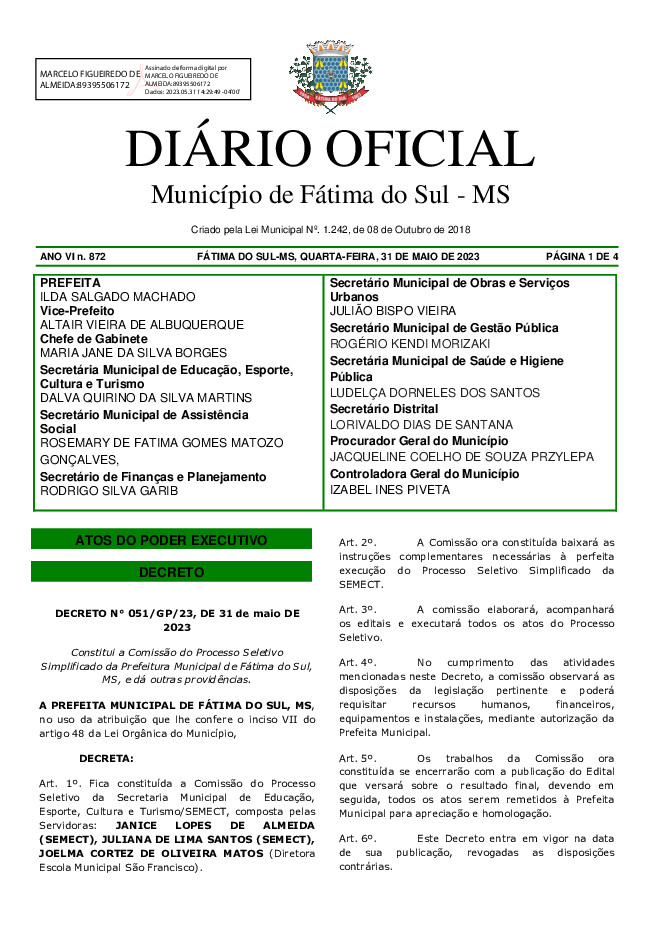 Diário Oficial - Edição nº 872