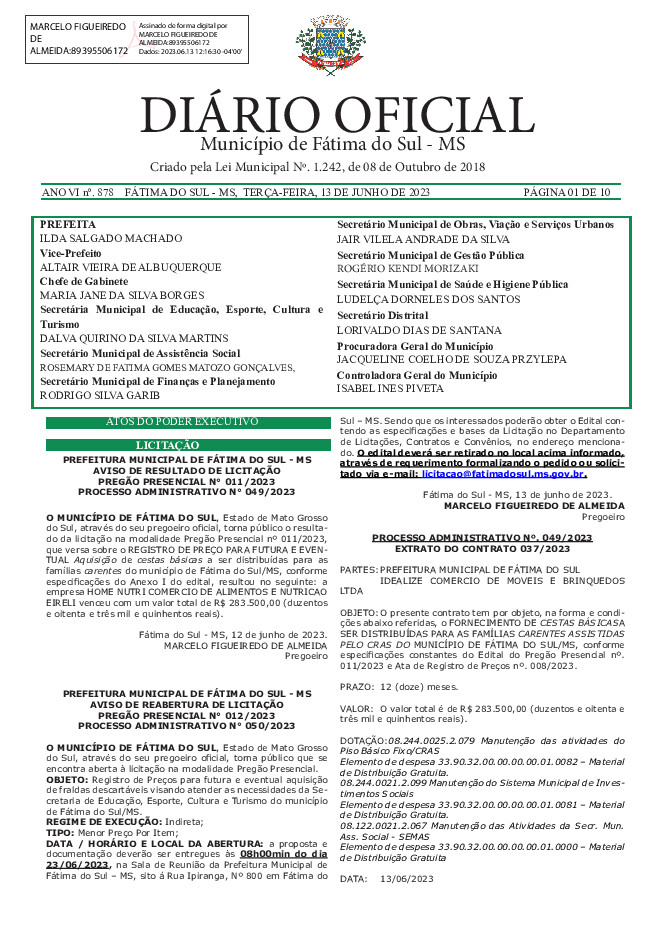 Diário Oficial - Edição nº 878