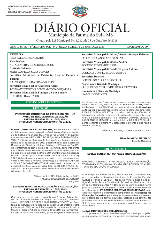 Diário Oficial - Edição nº 880