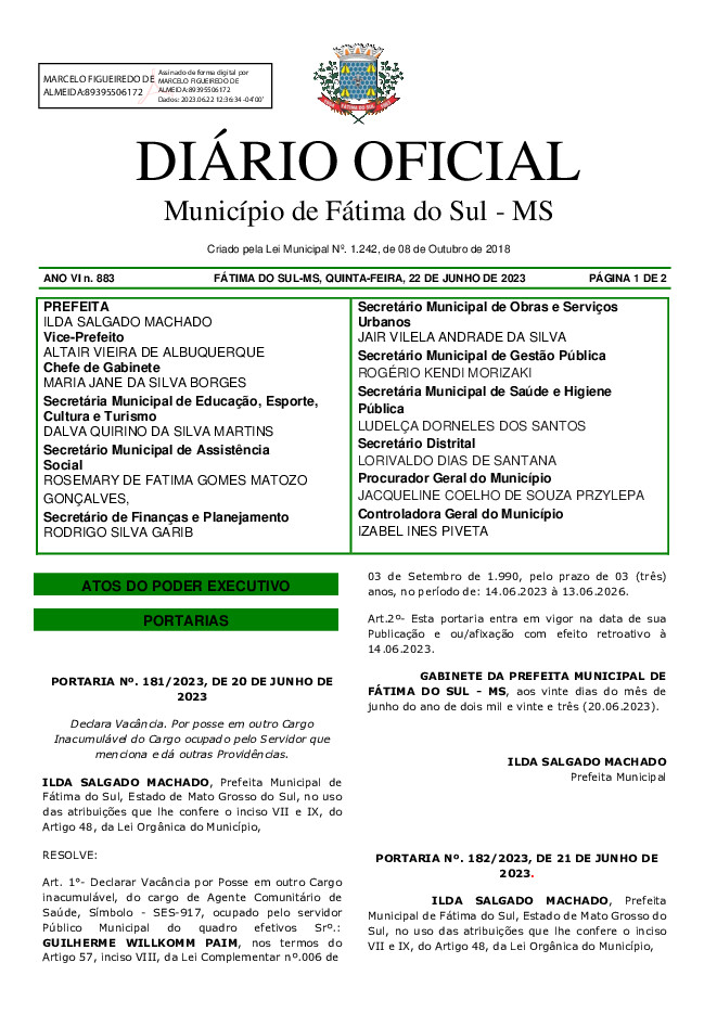 Diário Oficial - Edição nº 883