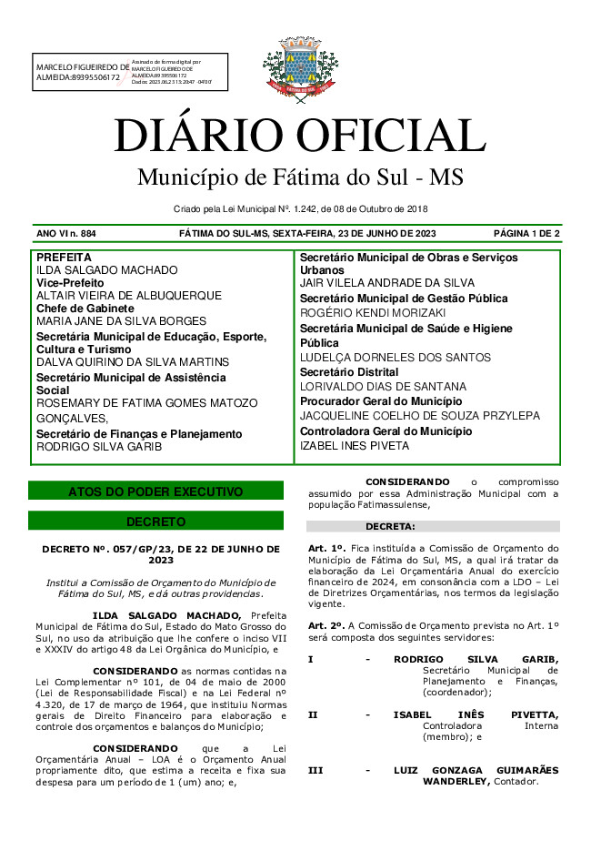 Diário Oficial - Edição nº 884