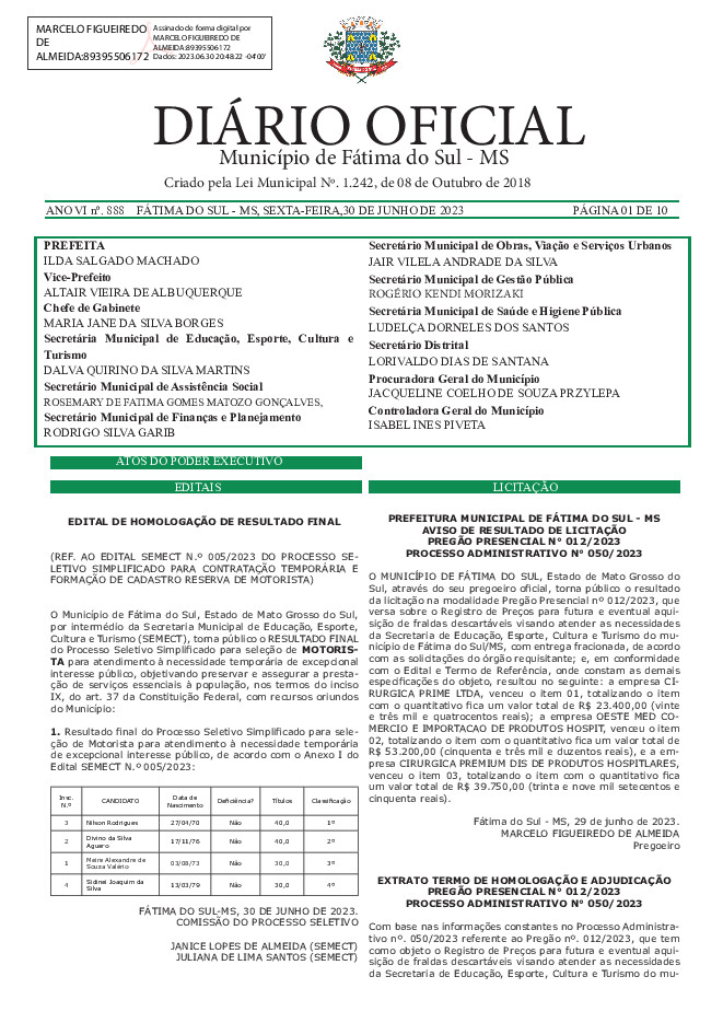 Diário Oficial - Edição nº 888