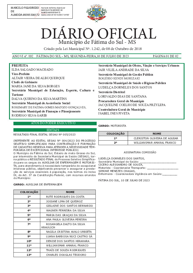 Diário Oficial - Edição nº 892