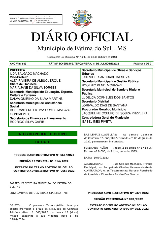 Diário Oficial - Edição nº 893