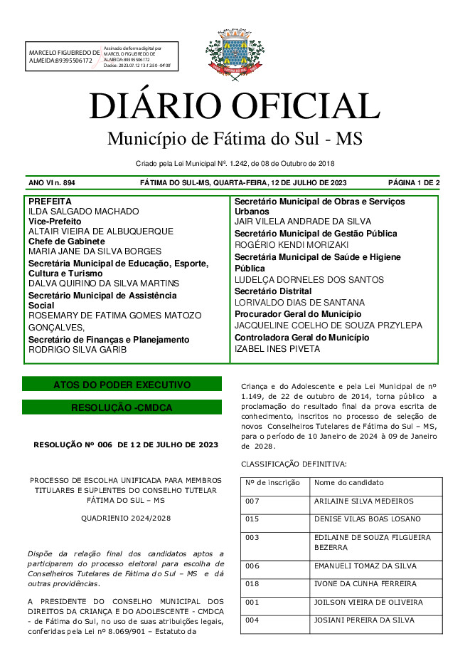 Diário Oficial - Edição nº 894