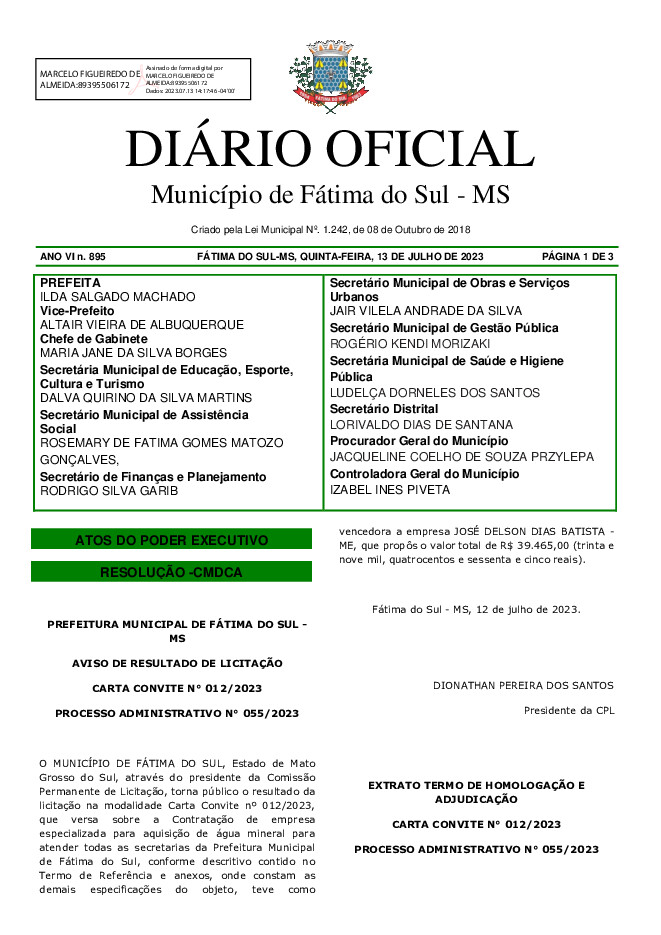 Diário Oficial - Edição nº 895