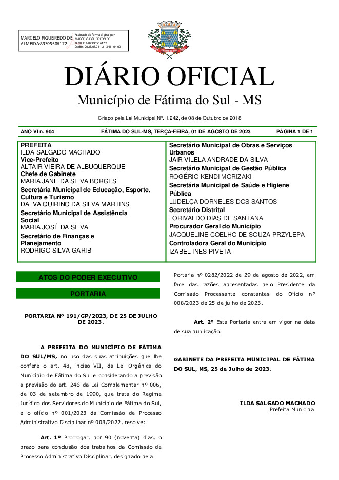 Diário Oficial - Edição nº 904