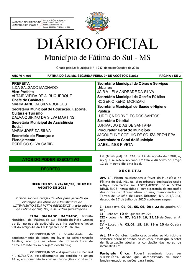 Diário Oficial - Edição nº 908