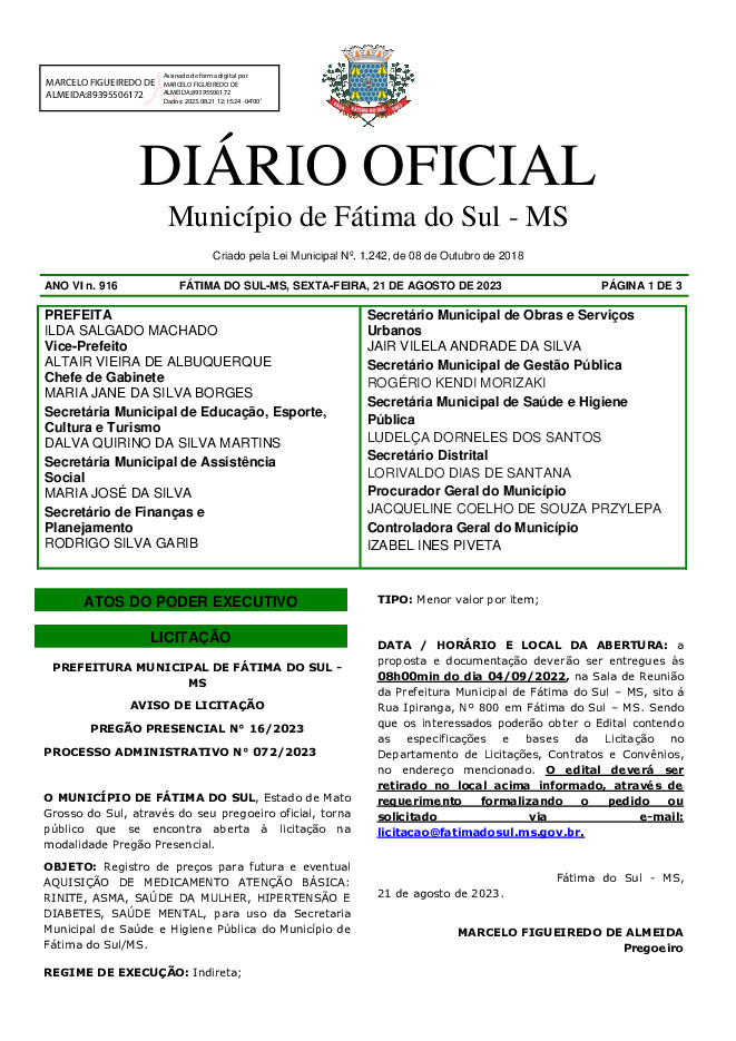 Diário Oficial - Edição nº 916