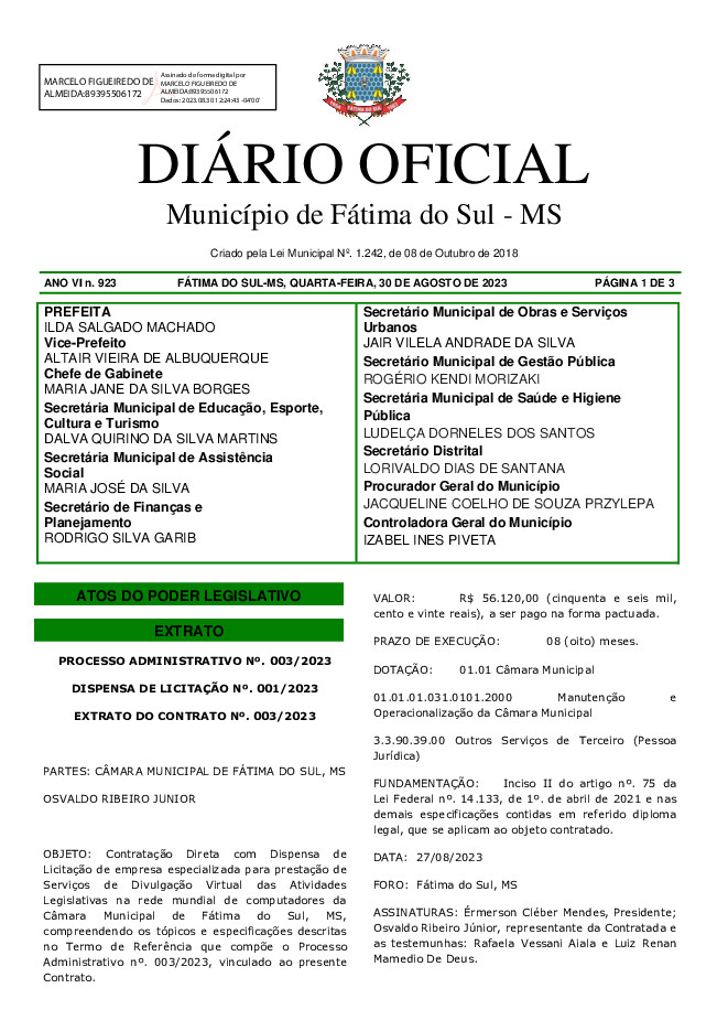 Diário Oficial - Edição nº 923