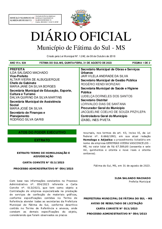 Diário Oficial - Edição nº 924