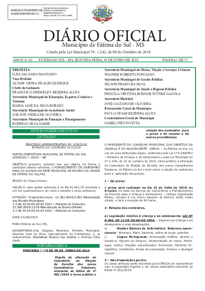 Diário Oficial - Edição nº 92