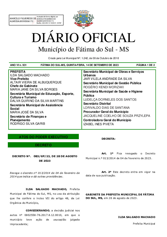 Diário Oficial - Edição nº 931