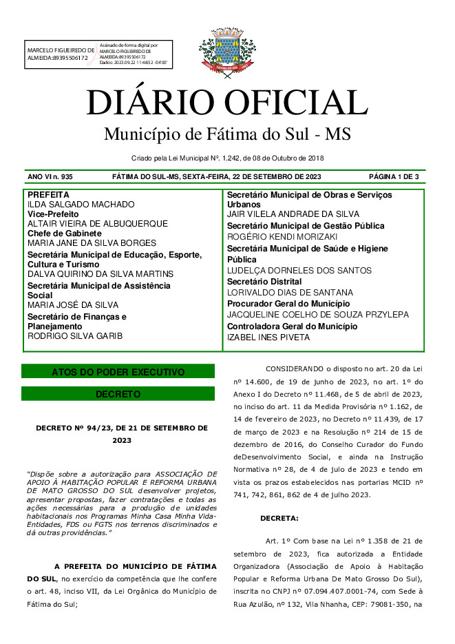 Diário Oficial - Edição nº 935