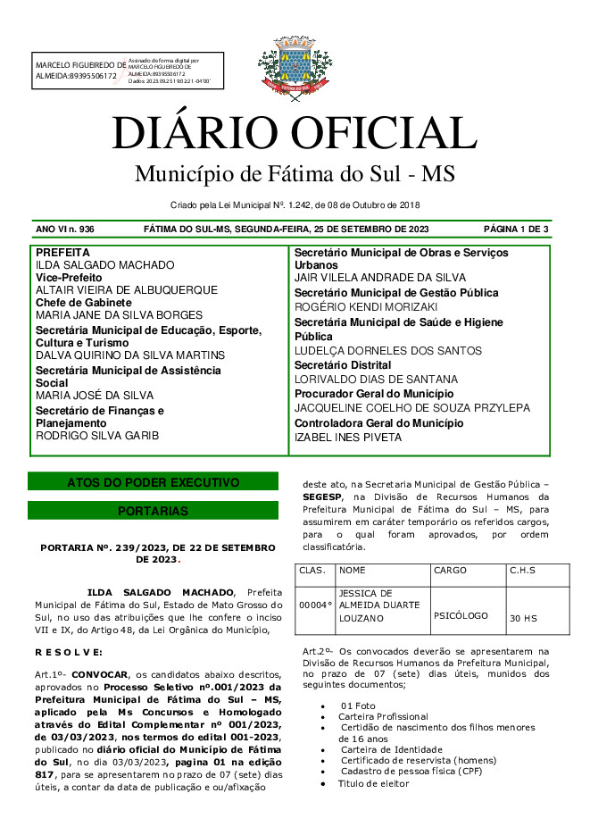 Diário Oficial - Edição nº 936