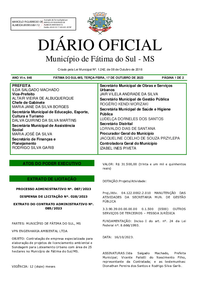 Diário Oficial - Edição nº 945