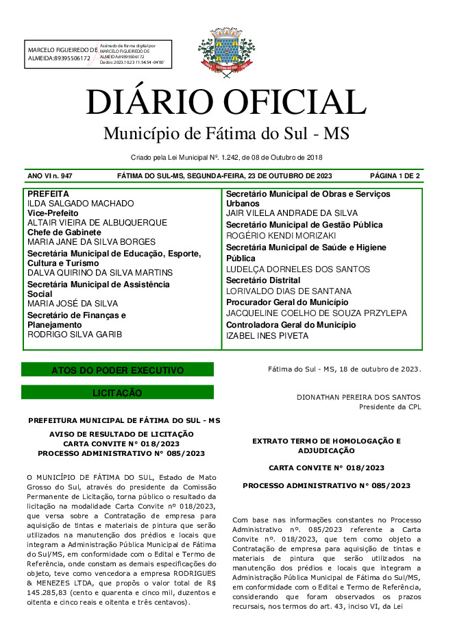 Diário Oficial - Edição nº 947