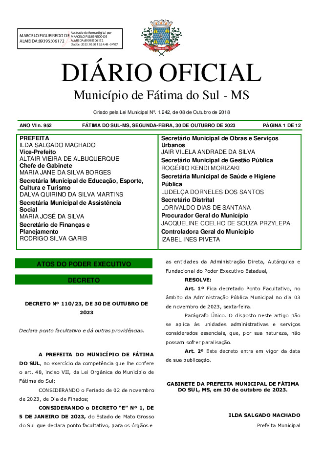 Diário Oficial - Edição nº 952