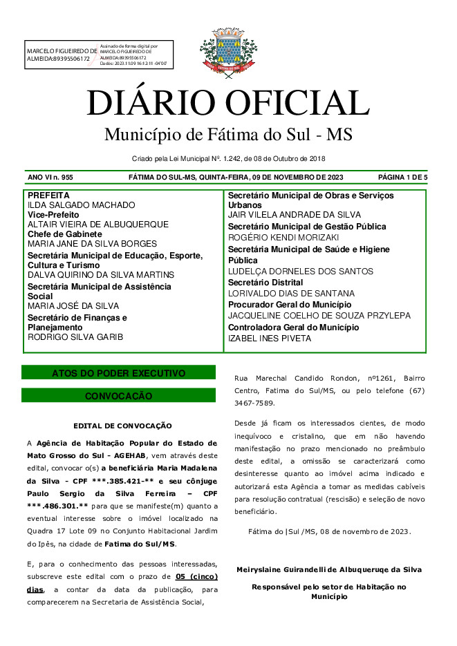 Diário Oficial - Edição nº 955