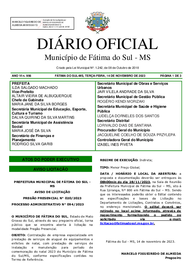 Diário Oficial - Edição nº 956