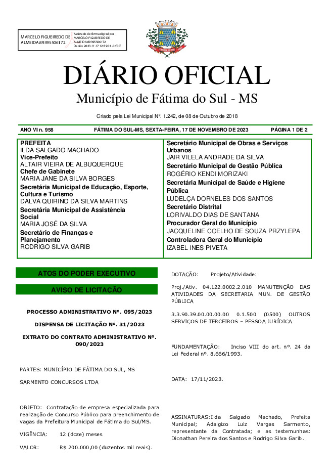 Diário Oficial - Edição nº 958