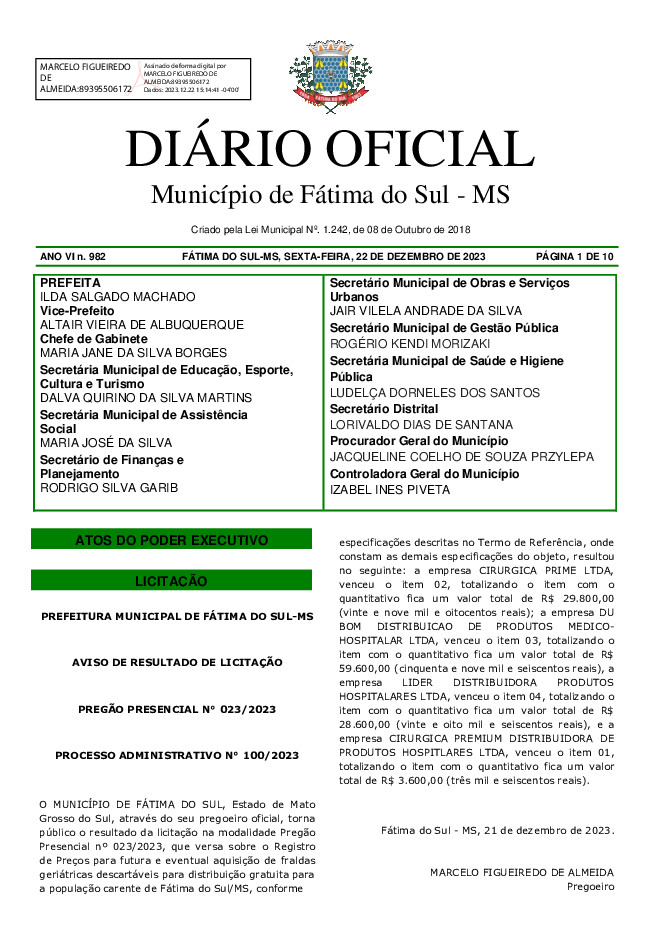 Diário Oficial - Edição nº 982