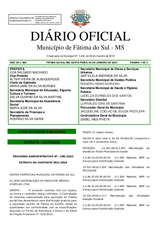 Diário Oficial - Edição nº 986