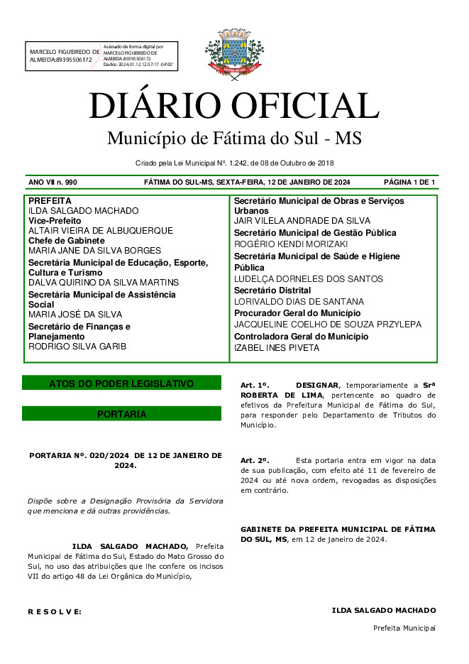 Diário Oficial - Edição nº 990