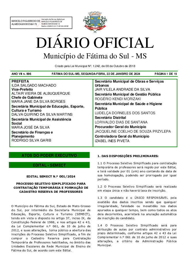 Diário Oficial - Edição nº 996