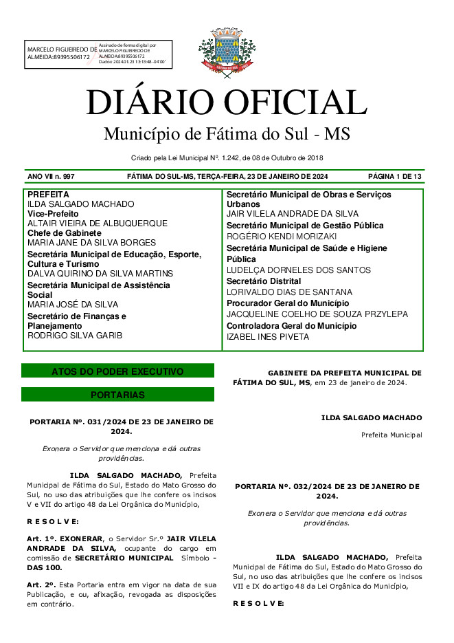 Diário Oficial - Edição nº 997