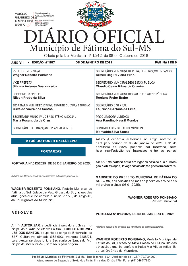 Diário Oficial - Edição nº 1187