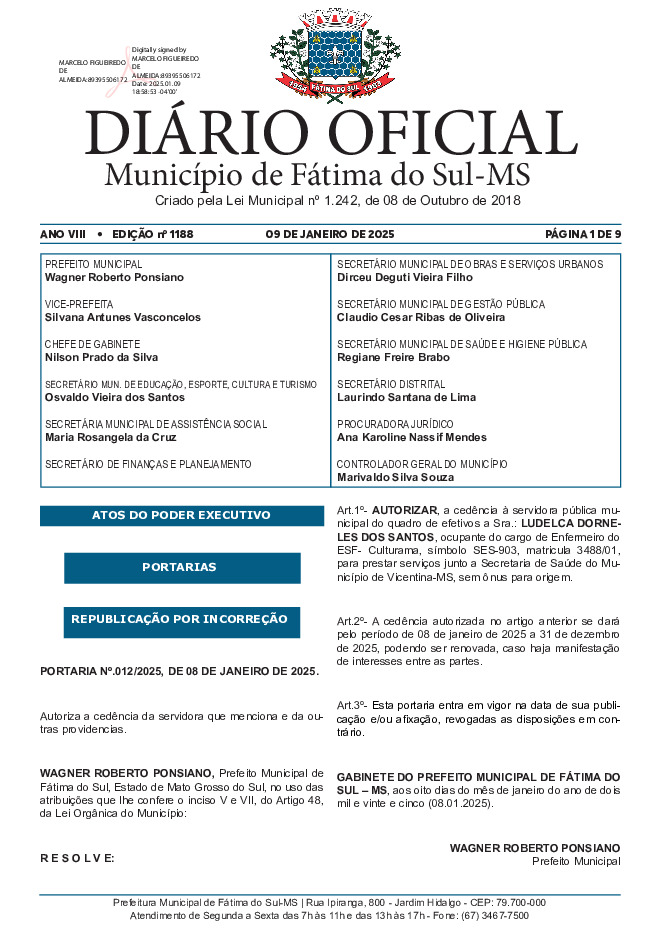 Diário Oficial - Edição nº 1188