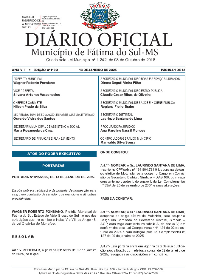 Diário Oficial - Edição nº 1190