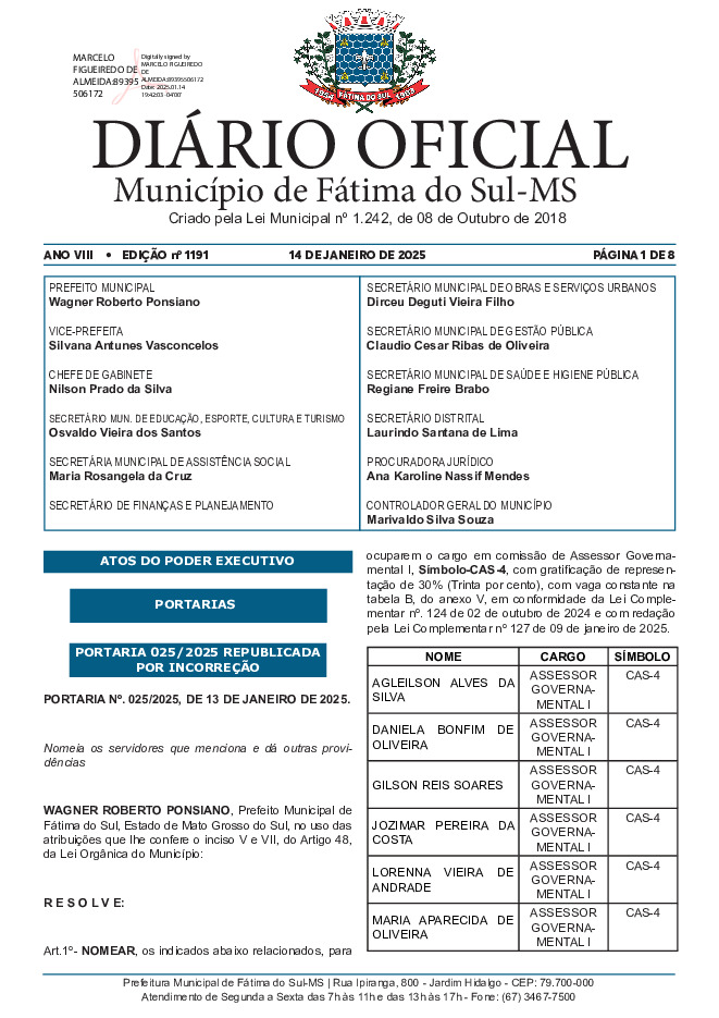 Diário Oficial - Edição nº 1191