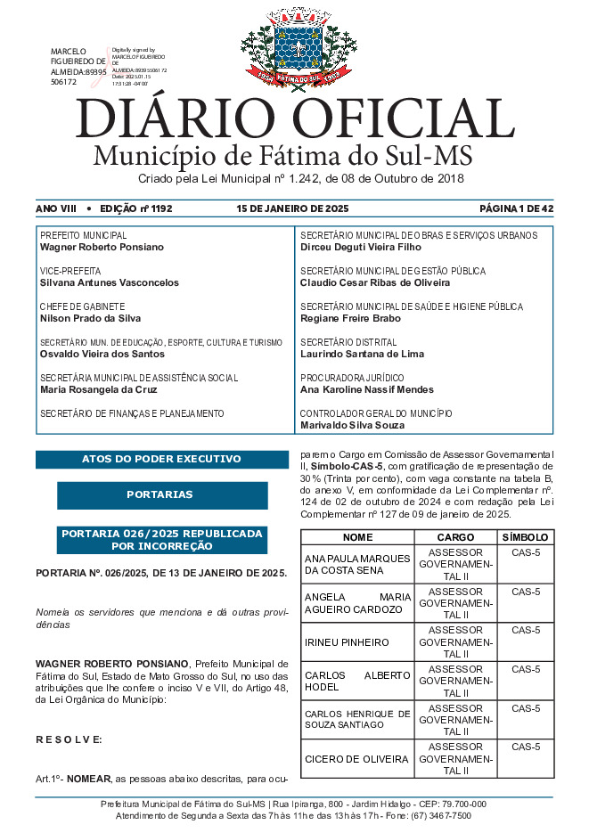 Diário Oficial - Edição nº 1192