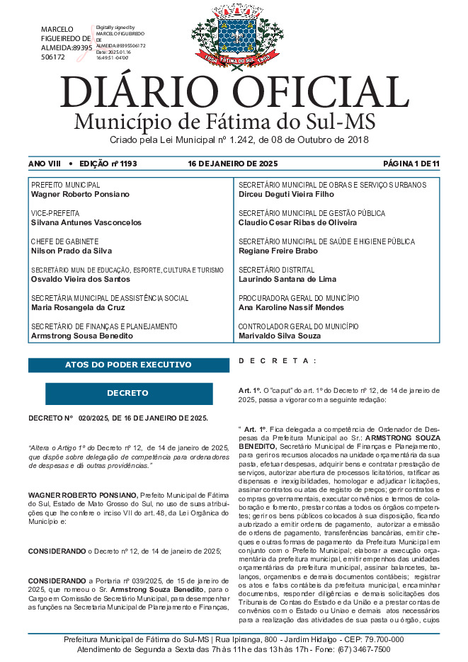 Diário Oficial - Edição nº 1193