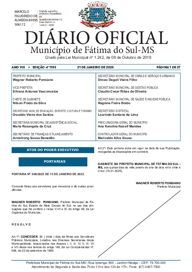 Diário Oficial - Edição nº 1195