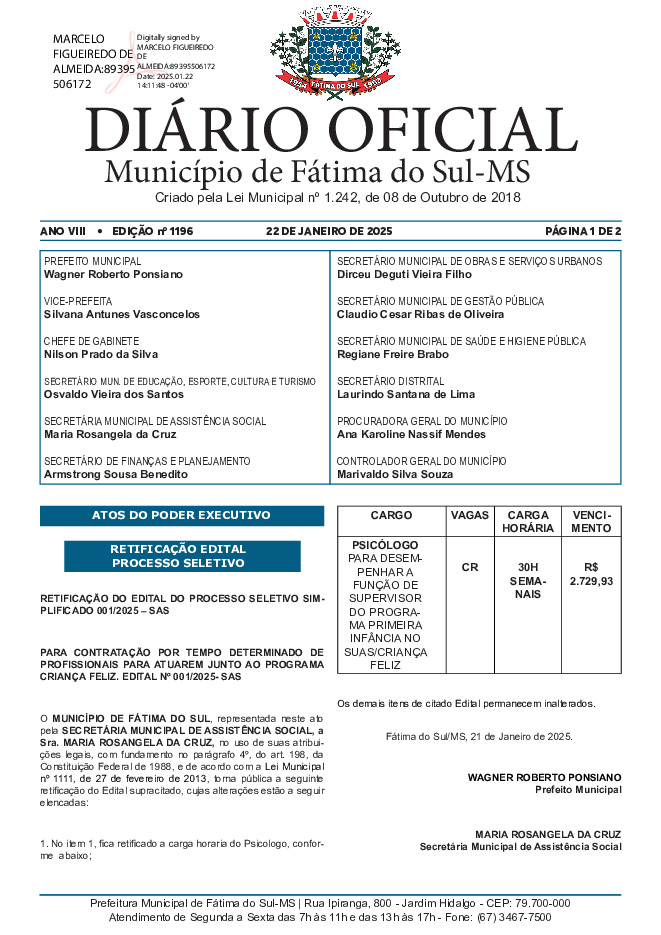 Diário Oficial - Edição nº 1196