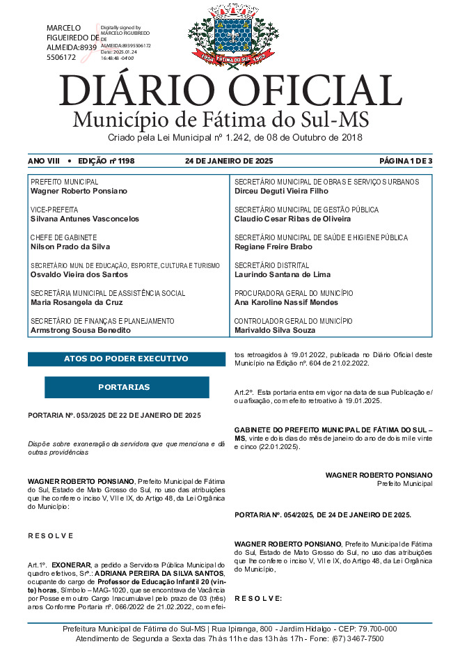 Diário Oficial - Edição nº 1198