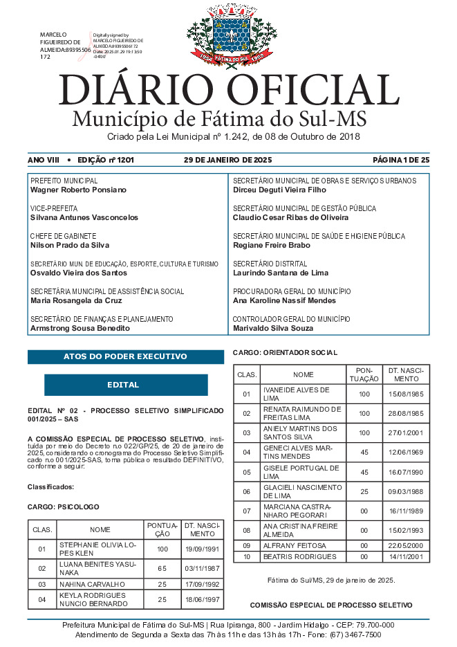 Diário Oficial - Edição nº 1201