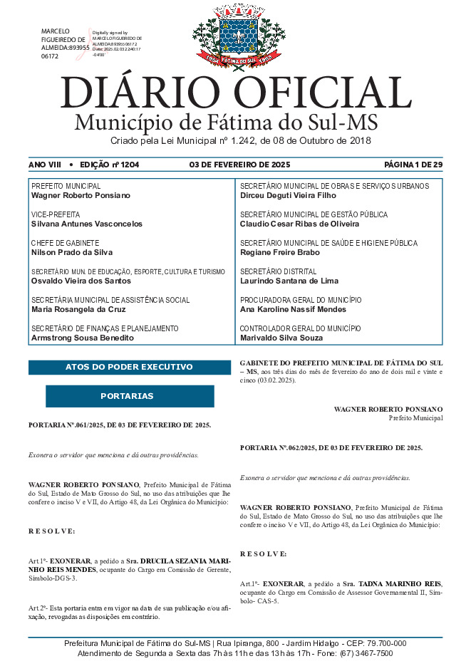 Diário Oficial - Edição nº 1204