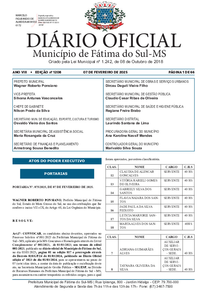 Diário Oficial - Edição nº 1208