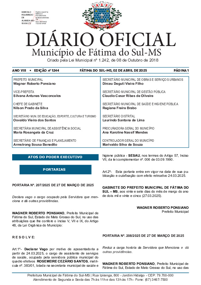 Diário Oficial - Edição nº 1244