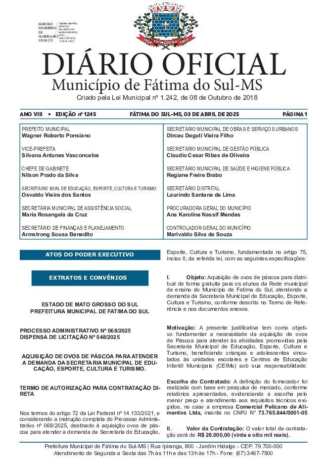 Diário Oficial - Edição nº 1245