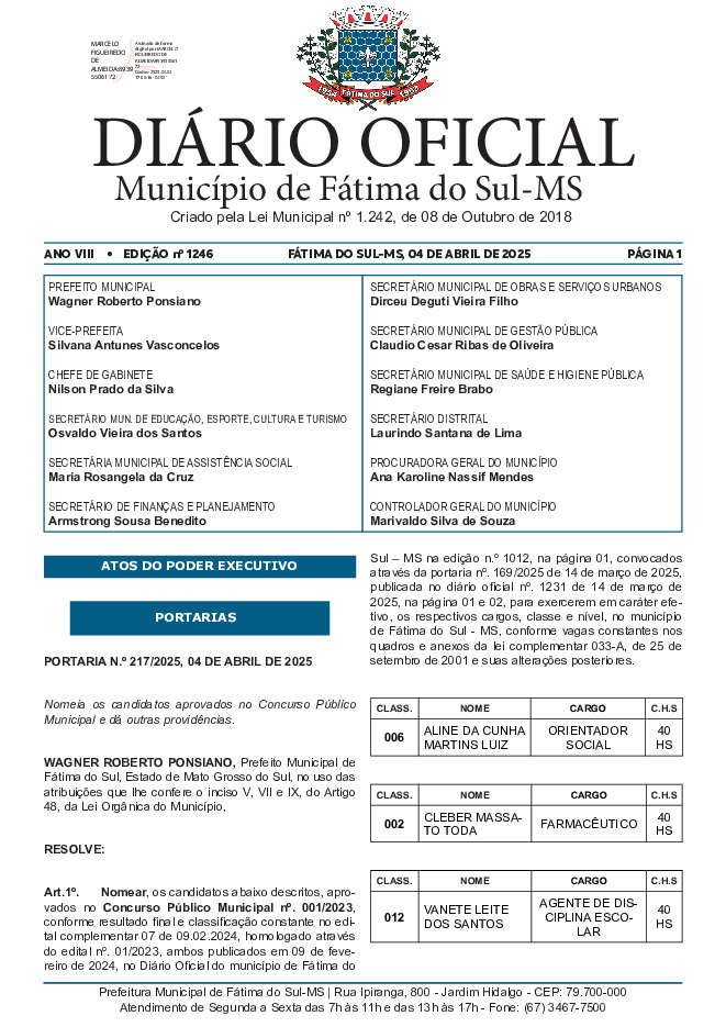 Diário Oficial - Edição nº 1246