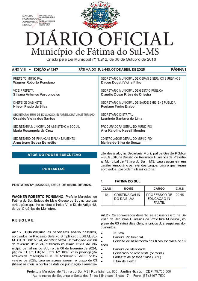 Diário Oficial - Edição nº 1247